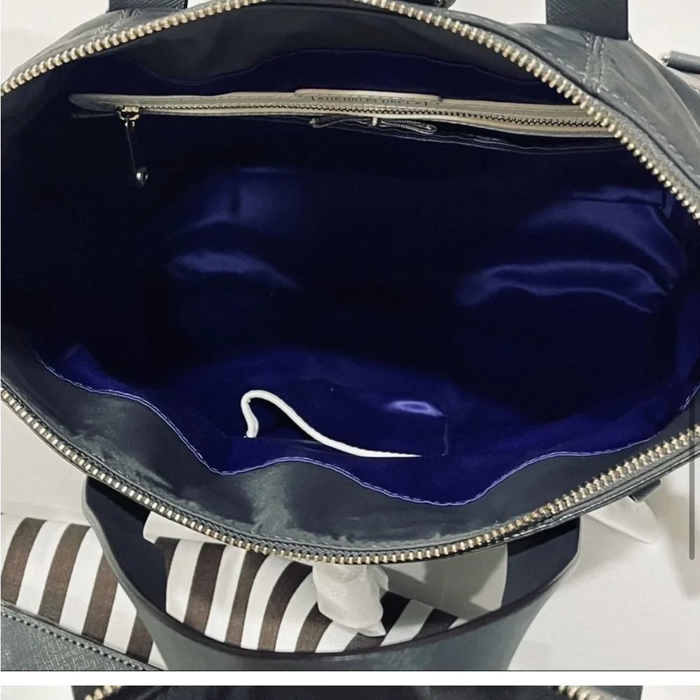 NWOT Gray Henri Bendel Jetsetter Convertible Nylon & Leather Backpack DUST BAG! - Picture 9 of 11